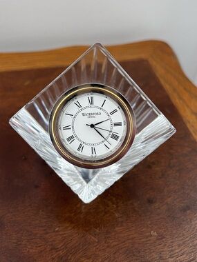 Vintage Waterford Crystal Desk Clock Meridian Cube No Flaws!